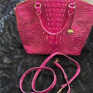 Brahmin Fuchsia Embossed Shoulder Bag
